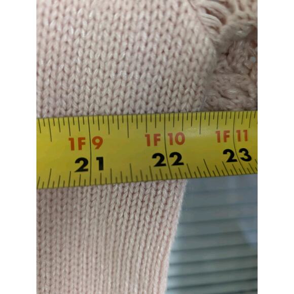 Industry Fashion V Neck Crochet Cutout Knitted Pullover Pink Sweater Size XL NWT - Picture 6 of 8